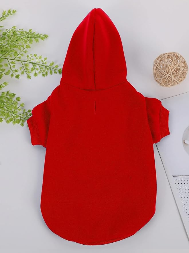 QWINEE Basic Dog Hoodie Sweatshirt Puppy Sweater Warm Cat Costumes Pet Clothes for Chihuahua Puppy Kitten Small Medium Dogs Red X-Large