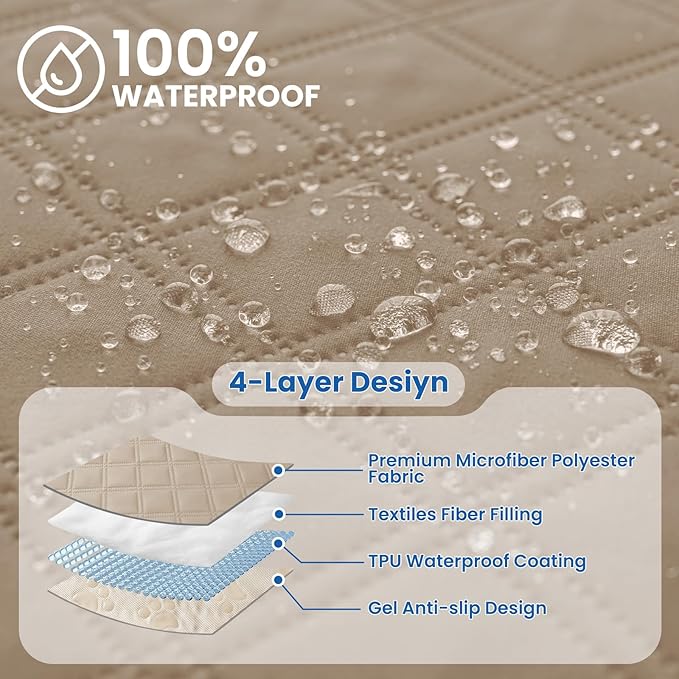 Waterproof Dog Blanket, Non-Slip Soft Pet Bed Cover, Couch Cover for Dogs Washable, Protects Sofa, Furniture, Crate, Car, Tear Resistant Leakproof Pet Blanket (30x70 Inch, Khaki)