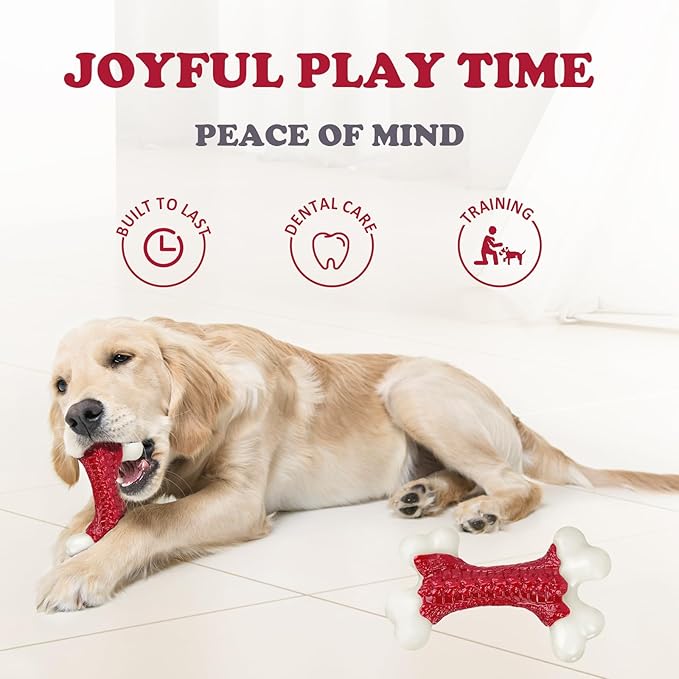 Tough Dog Toys, Dog Toys for Aggressive Chewers Large Breed, Aggressive Chew Toys for Large Dogs (2 Pack)