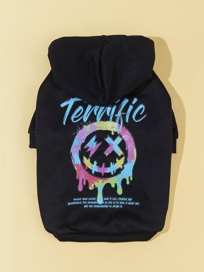 QWINEE Hoodie Shirt Sweatshirt - Stylish Clothes for Dogs, Cats, Kittens, Puppies - Small Medium Large - Black Medium