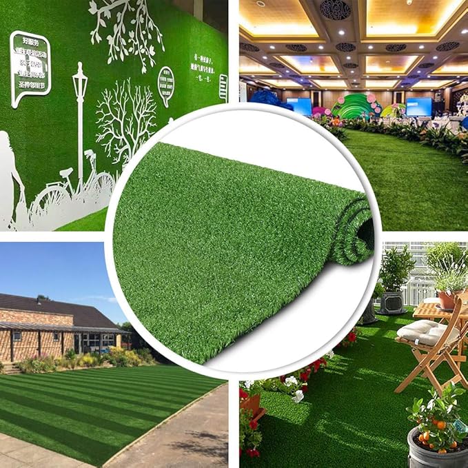Petgrow Synthetic Artificial Grass Turf 7FTX9FT for Indoor Outdoor Dog Synthetic Grass Mat, Party Wedding Christmas Balcony Garden Astro Turf Rug,Drainage Holes Faux Fake Grass Rug Carpet for Pets
