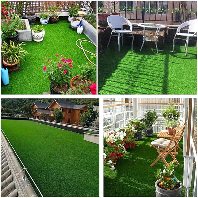 Petgrow Synthetic Artificial Grass Turf 12FTX60FT for Indoor Outdoor Dog Synthetic Grass Mat, Party Wedding Christmas Balcony Garden Astro Turf Rug,Drainage Holes Faux Fake Grass Rug Carpet for Pets