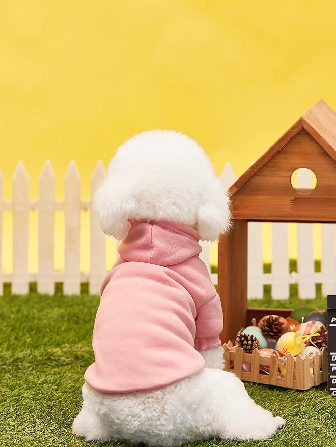 QWINEE Basic Dog Hoodie Sweatshirt Puppy Sweater Warm Cat Costumes Pet Clothes for Chihuahua Puppy Kitten Small Medium Dogs Light Pink X-Large