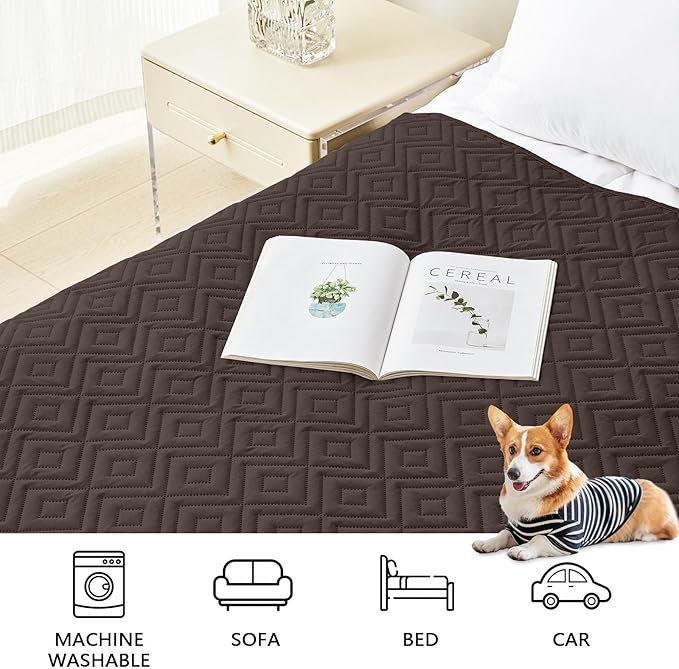 hyha Waterproof Dog Blanket, Soft Dog Bed Cover Pet Blankets, Waterproof Sofa Couch Cover for Dogs Washable, Reversible Pet Couch Covers for Sofa Furniture (68x82 Inch, Chocolate/Chocolate)