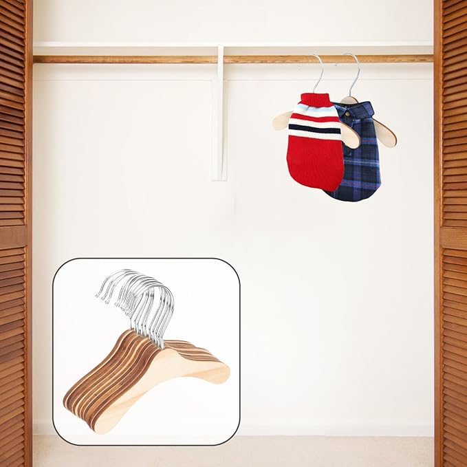 Replaceable Wooden Pet Clothes Hangers 8.66 Inch Small Dog and Cat Hangers Wear-Resistant Household Closet Storage Professional Pet Accessories
