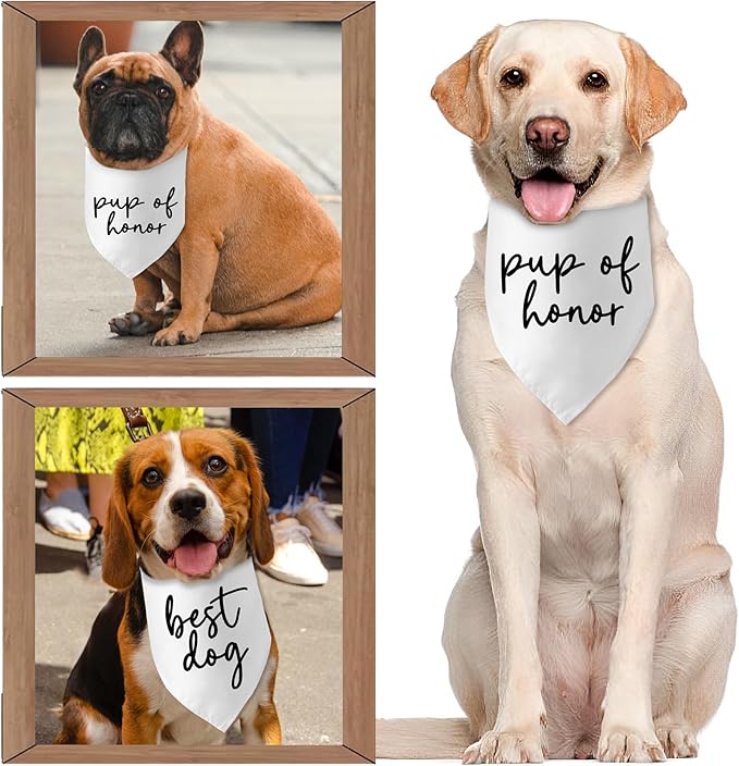 Wedding Gifts pup of Honor Best Dog Bandana Pet Scarf Wedding Photo Prop Pet Accessories for Dog Lovers Owner Gift Engagement Party Bridal Shower Decorations