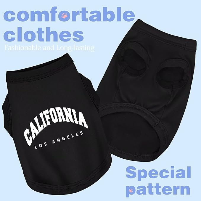 Discover Cozy Cotton Canine Wear: Soft, Lightweight, and Breathable Dog Shirt Vest with Eye-Catching Graphics(California), Keeping Your Furry Friend Warm and Comfy! Black 4XL