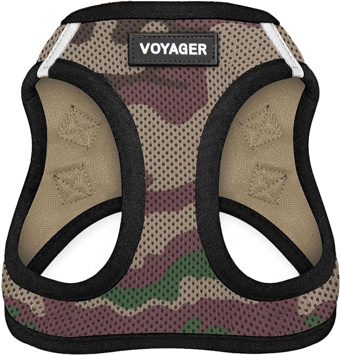 Best Pet Supplies - All Weather Mesh / Plush, Reflective, No Pull Harness for Small, Medium Dogs, Cats - Secure with Hook & Loop Fastener, Buckle, Double D-Rings - Army/Black Trim, XS
