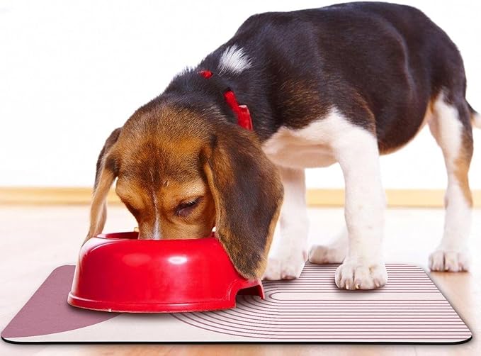 Dog Food Mats for Floors Waterproof, Cat Water Bowl Mats Pet Feeding Absorbent Mat Placemats for Food and Water Pink Bohemia 12 * 20 inch