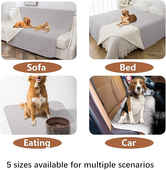 Waterproof Dog Blanket, 82x102 inches Pet Couch Covers for Sofa, Bed Furniture Protector from Dogs Washable and Reversible-Lightgrey+Cream