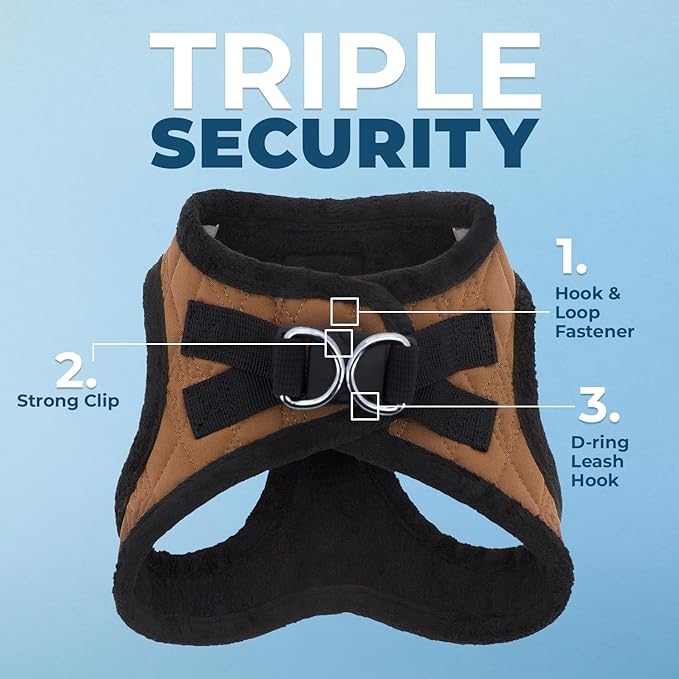 Best Pet Supplies - All Weather Plush, Reflective, No Pull Harness for Small, Medium Dogs, Cats - Secure with Hook & Loop Fastener, Buckle, Double D-Rings - Beige Plush, L