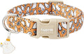 Faygarsle Halloween Ghost Pattern Dog Collar with Charm, Orange and White,for Small Medium Large Dogs L