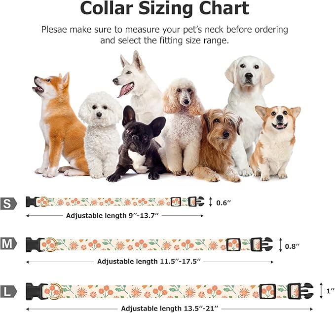 Cotton Handmade Dog Collar Cute and Distinctive Patterns Pink Sunflower with Pendant for Girl Boy Dogs Collars S