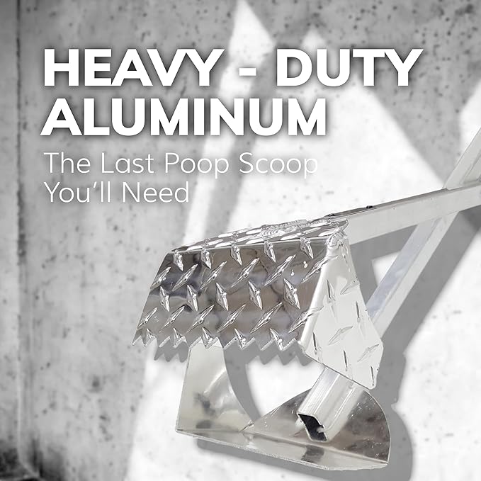 ActiveDogs Dog Poop Scooper Heavy Duty - Best Ever Dog Pooper Scooper with Teeth - Outdoor Welded Aluminum Metal & Solid Bolt Pet Waste Removal Shovel, USA Made