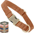 Genuine Leather Dog Collar - Adjustable Pet Collar with Quick Release Metal Buckle, Soft Skin Friendly Real Leather Collar for Small, Medium, Large Dogs (Khaki, S：Fit 8-16" Neck)