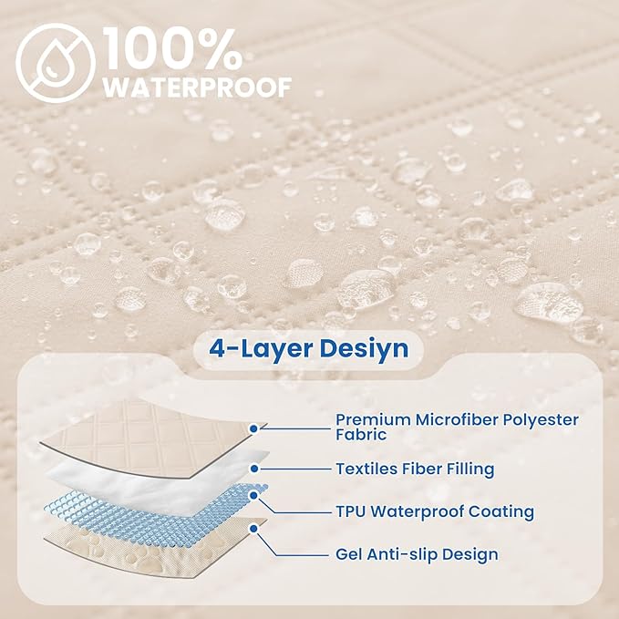 Waterproof Couch Covers for Pets, Waterproof Dog Bed Cover, Anti-Slip Soft Dog Blankets, Couch Cover for Dogs Washable, Pet Blanket for Puppy Large Dogs Cat (68x82 Inch, Beige)
