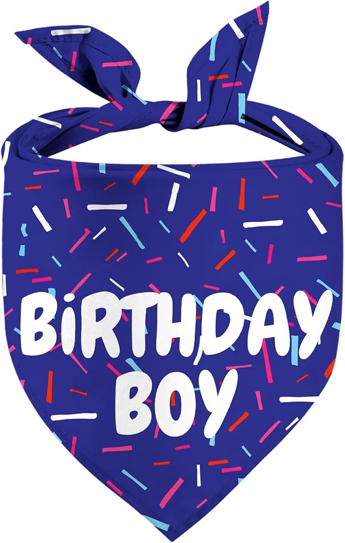 Birthday Boy Dog Bandanas 1 Pack, Blue Birthday Dog Scarfs for Boys, Pet Scarves for Boy HBD Bandanas for Small Medium Large Dogs (Birthday Boy, X-Large)
