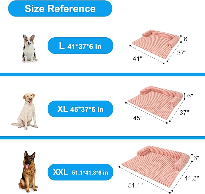 Luxurious Dog Couch Bed, Washable Calming Dog Couch Cover, Removable Couch Protector for Dogs, Waterproof Sofa Bed, Pet Bed Mats for Couch, Pet Couch Covers for Sofa(Pink, L)