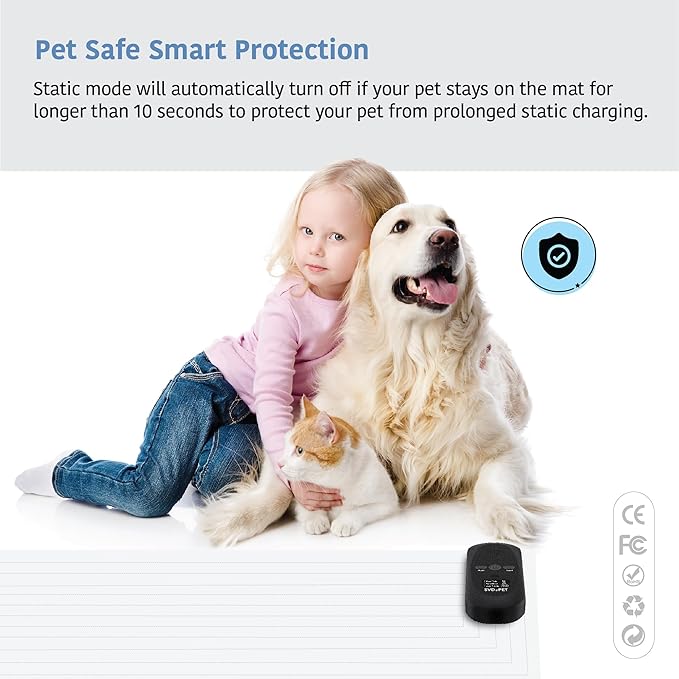 SVD.PET (2-Pack Pet Training Mat with Tester, Pet Shock Pad, Dogs & Cats Electronic Repellent mat for Indoor, 3 Training Modes, 5 Levels, Pet Safe Mode (Black controler 48" X 20")