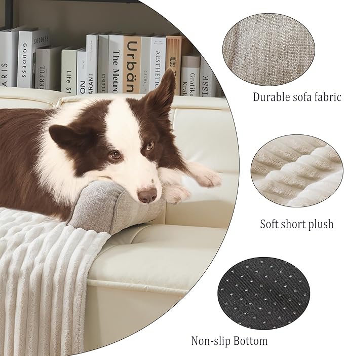WINDRACING Luxury Dog Couch Bed, Washable Calming Dog Couch Cover, Couch Protector for Dogs, Waterproof Sofa Bed, Pet Bed Mats for Sofa, Pet Sofa Covers Beige (2XL:53"X39.3"X6"