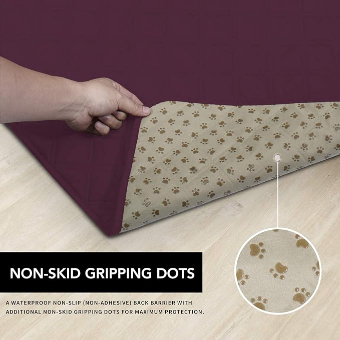 Easy-Going 100% Waterproof Dog Bed Cover, Non-Slip Pet Blanket for Furniture, Washable Couch Cover, Repleasement Sofa Cover (52X82 in,Wine)