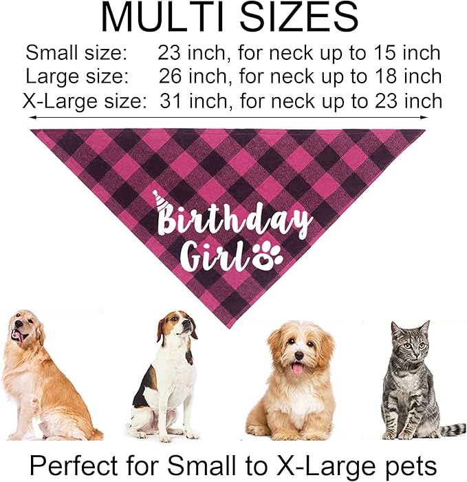 Dog Birthday Decorations, Multi Sizes Dog Birthday Bandana Girl Dog Birthday Hat Crown Bow Tie Birthday Numbers It’s My Bday Mother Puppers Sign Banner for Large Extra Large Dogs (Pink, X-Large)