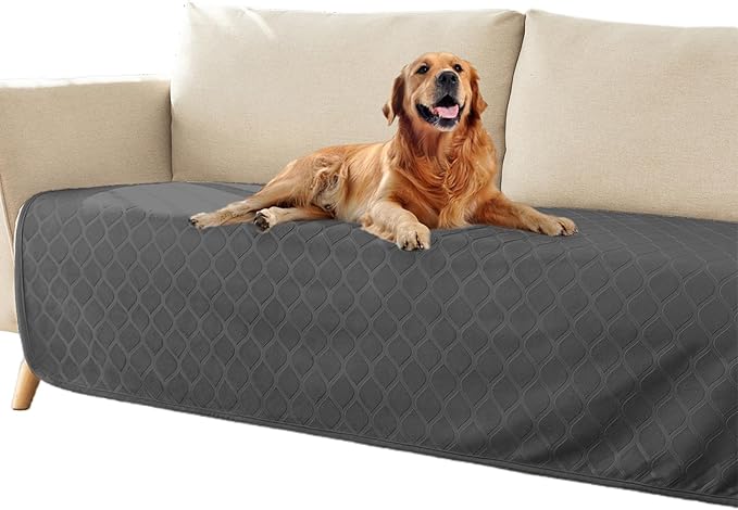 fuguitex Waterproof Dog Blanket Bed Cover Dog Crystal Velvet Moroccan Fuzzy Cozy Plush Pet Blanket Throw Blanket for Couch Sofa(30 * 70 inch, Dark Grey+Beige)