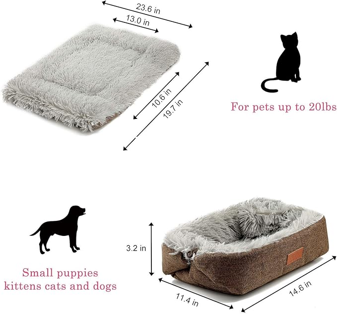 Self Warming Cat Bed, Foldable Self Heated Cat Mat Extra Warm Thermal Heating Pet Pad 24 x 20 inch for Indoor Outdoor Cats, Non-Slip Bottom Washable Non Electric Brown