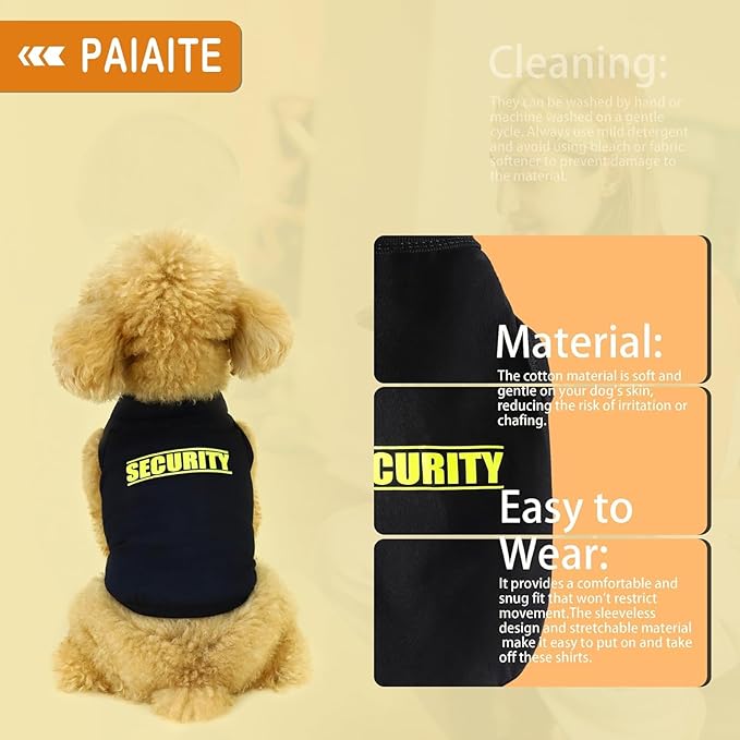Discover Cozy Cotton Canine Wear: Soft, Lightweight, and Breathable Dog Shirt Vest with Eye-Catching Graphics(Security), Keeping Your Furry Friend Warm and Comfy! Grey M