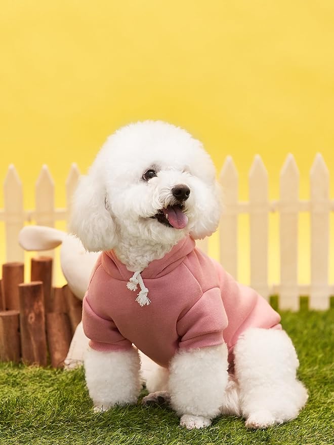 QWINEE Basic Dog Hoodie Sweatshirt Puppy Sweater Warm Cat Costumes Pet Clothes for Chihuahua Puppy Kitten Small Medium Dogs Black and Pink X-Small