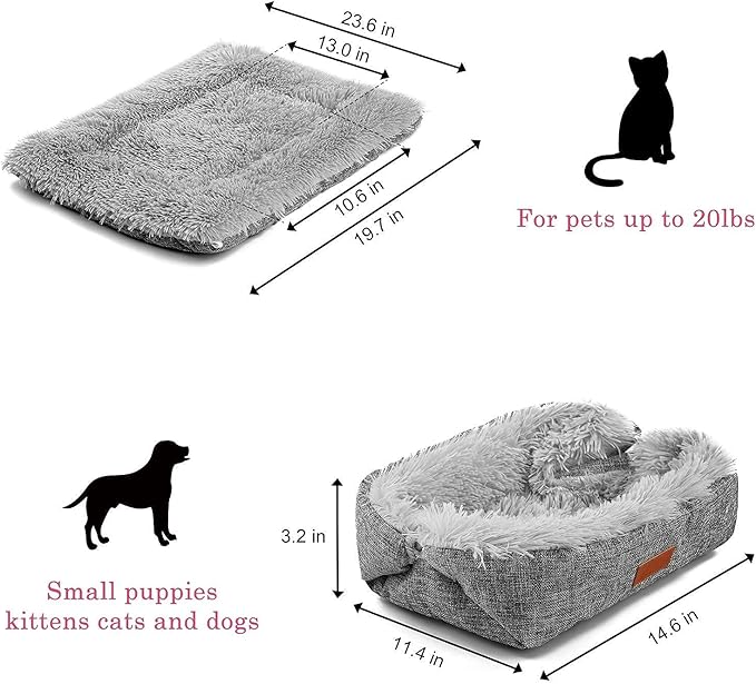 Cat Bed Self Warming, Foldable Self Heated Cat Mat Heating Pad 24 x 20 inch Extra Warm Thermal Pet Pad for Indoor Outdoor Cats, Non-Slip Bottom Washable Non Electric, Grey