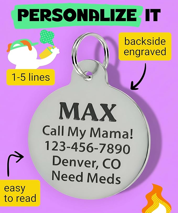 Bad Tags Personalized Dog and Cat ID Tags in 25+ Designs and 2 Sizes - 5 Lines of Custom Engraved Text - Funny Cute Personalized Pet Tags (Land Shark, Large (1.25 inch))