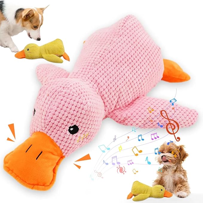 2025 Upgraded Dog Toys, New Durable Calming Duck Toys, Dog Toys for Aggressive Chewers with Soft Squeaker, Fun for Indoor Puppies and Senior Pups (Pink, S-8.66 * 9.87in)