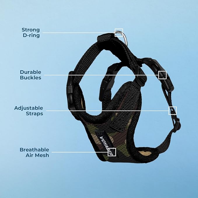 Voyager Step-in Pet Harness - All Weather Mesh, Adjustable Step in Harness for Cats and Dogs by Best Pet Supplies - Army/Black Trim, XS