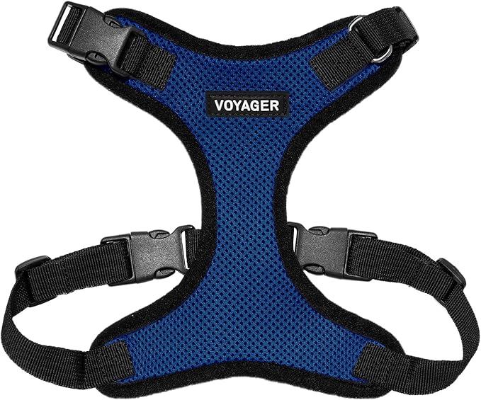 Voyager Step-in Pet Harness - All Weather Mesh, Adjustable Step in Harness for Cats and Dogs by Best Pet Supplies - Royal Blue/Black Trim, S
