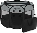 Dark Grey Puppy Playpen for Large Dog Cat, Dogs Tent Crates Cage Indoor/Outdoor, Portable Pop Up Dog Kennel with Carrying Bag for Rabbits, (Dark Grey, Large)
