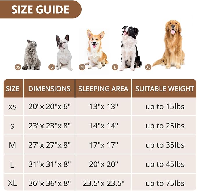 JOLLYVOGUE Calming Dog Bed Medium Size Dog, Anti-Anxiety Donut Medium Pet Bed, 27 inches Fluffy Faux Fur Round Cat Bed (Smoke Brown)