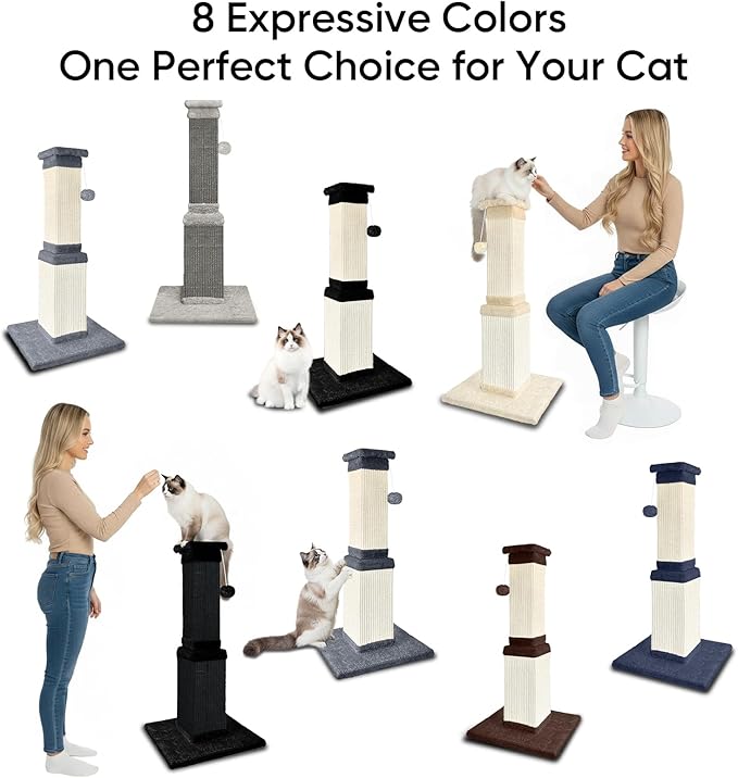 AGYM Cat Scratching Post, 32 Inch Cat Scratching Posts for Large Cats, Scratching Posts for Indoor Cats Adults, Cat Scratch Post with Nature Sisal, Light Gray