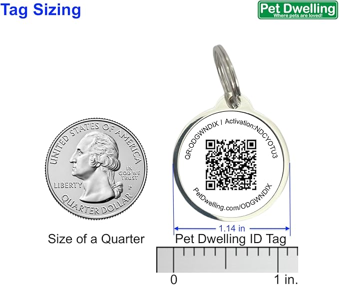 Pet Dwelling QR Code Pet ID Tag – Smart Dog & Cat ID Tags for Pet Safety, Free Personalized Online Profile, Instant Scan Alerts, AI Insights (Orange Paw)