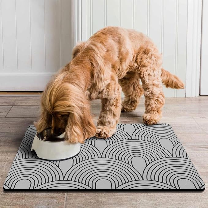 Dog Food Mats for Floors Absorbent, Pet Cat Food Mat - Quick Dry Dog Bowl Mats for Food and Water, Eco-Friendly Boho Pet Supplies