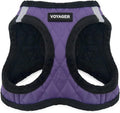 Best Pet Supplies - All Weather Plush, Reflective, No Pull Harness for Small, Medium Dogs, Cats - Secure with Hook & Loop Fastener, Buckle, Double D-Rings - Purple Faux Leather, S