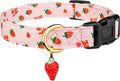 Cotton Handmade Dog Collar Cute and Distinctive Patterns Pink Strawberries with Pendant for Girl Boy Dogs Collars S