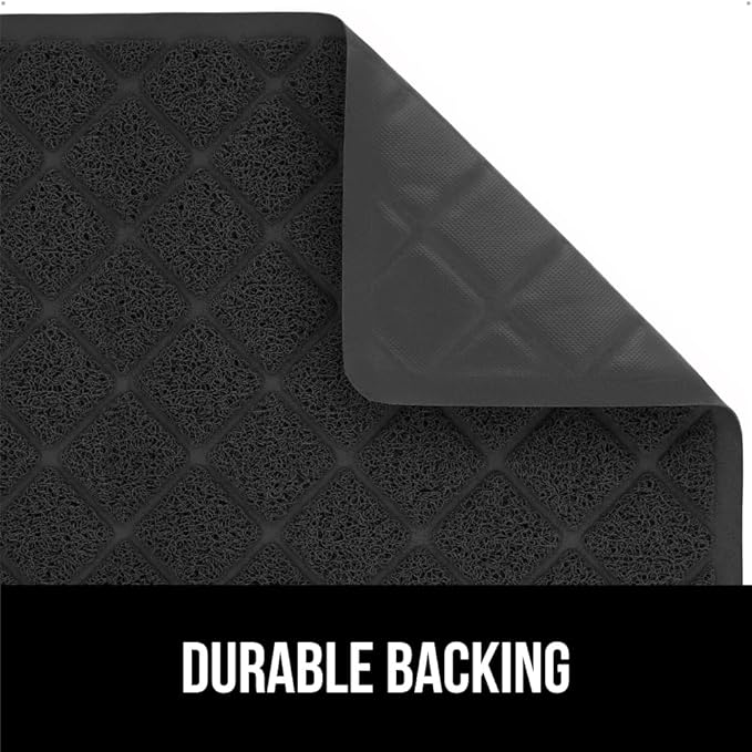 GORILLA GRIP Cat Litter Box Mat, 35x23 2 Pack, Water Resistant, US Designed Kitty Litter Trapping Mats, Easy to Clean Scatter Control, Less Mess and Clean Floors, Kitten Supplies for Indoor Cats Black