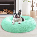JOLLYVOGUE Calming Dog Bed for Small Dogs - 23 inches Donut Washable Small Dog Bed for Kittens & Puppies, Anti-Slip Round Fluffy Plush Faux Fur Cat Beds (Fits up to 25 lbs Pets, Mint Green)
