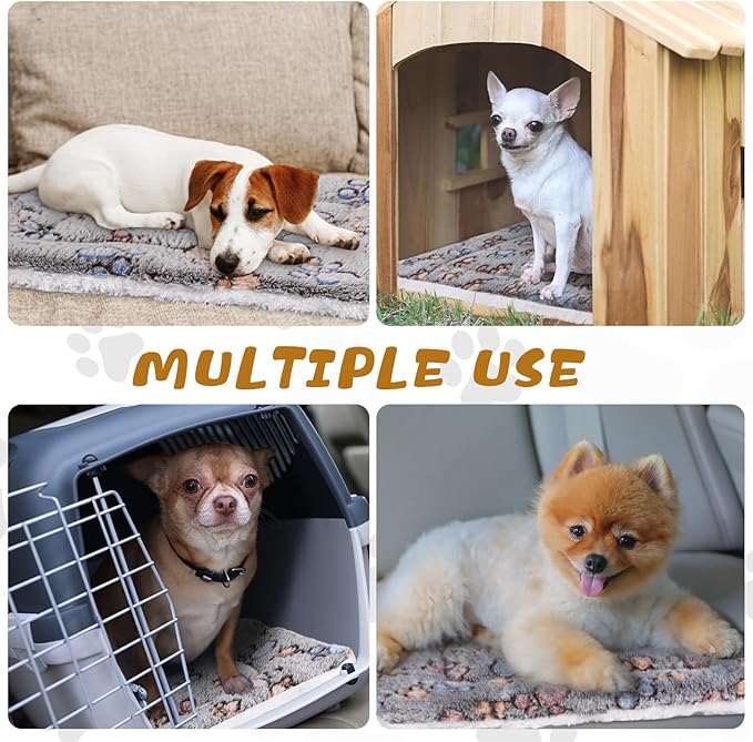 Tuanse 4 Pack Ultra Soft Dog Cat Bed Mat Small Animal Guinea Pig Bed with Cute Print Reversible Fleece Dog Crate Kennel Pad Cozy Washable Thickened Hamster Pet Beds Mat(21 x14 Inches,Light Gray)