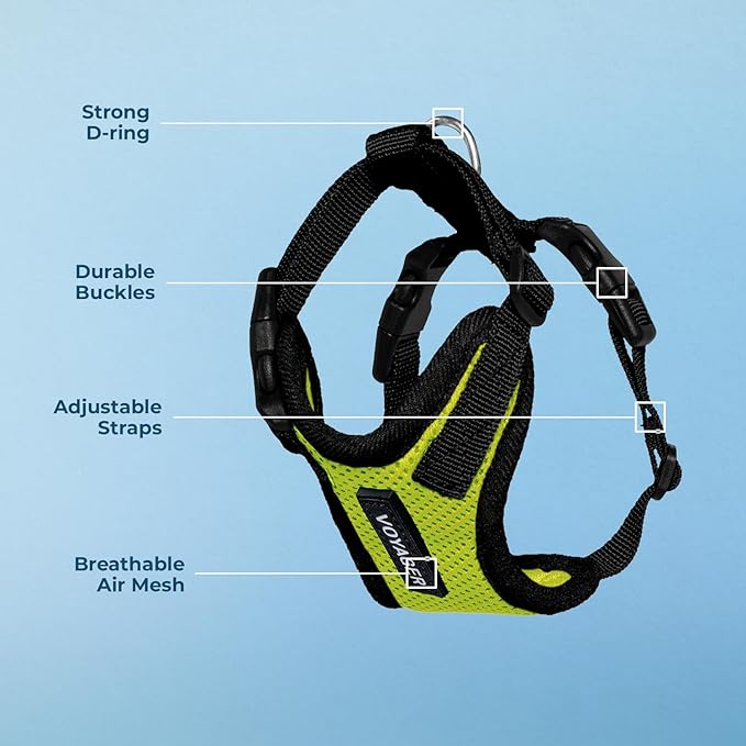 Voyager Step-in Pet Harness - All Weather Mesh, Adjustable Step in Harness for Cats and Dogs by Best Pet Supplies - Lime Green/Black Trim, S
