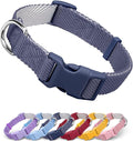Dynmeow Soft and Breathable Cotton Dog Collar, Durable Adjustable Pet Collar with Quick-Release Buckle, Lightweight for Sensitive Skin for Small and Medium Dogs, Navy-Blue, S