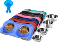 Hubulk Pet Dog Bowls 2 Stainless Steel Dog Bowl with No Spill Non-Skid Silicone Mat + Pet Food Scoop Water and Food Feeder Bowls for Feeding Small Medium Large Dogs Cats Puppies (Large, Blue)