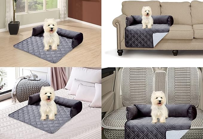 Brilliant Sunshine Premium Calming Dog Bed Mat, Silky Velvet, Removable Washable Cover, Cushion Protector and Couch Covers for Dogs, Pets, Cats, Medium, Grey