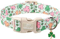 St Patricks Day Dog Collar for Small Dogs - Cute Pastel Lucky Clover Dog Collars, Lightweight Adjustable Irish Green Festival Dogs Collars with Quick Release Buckle S